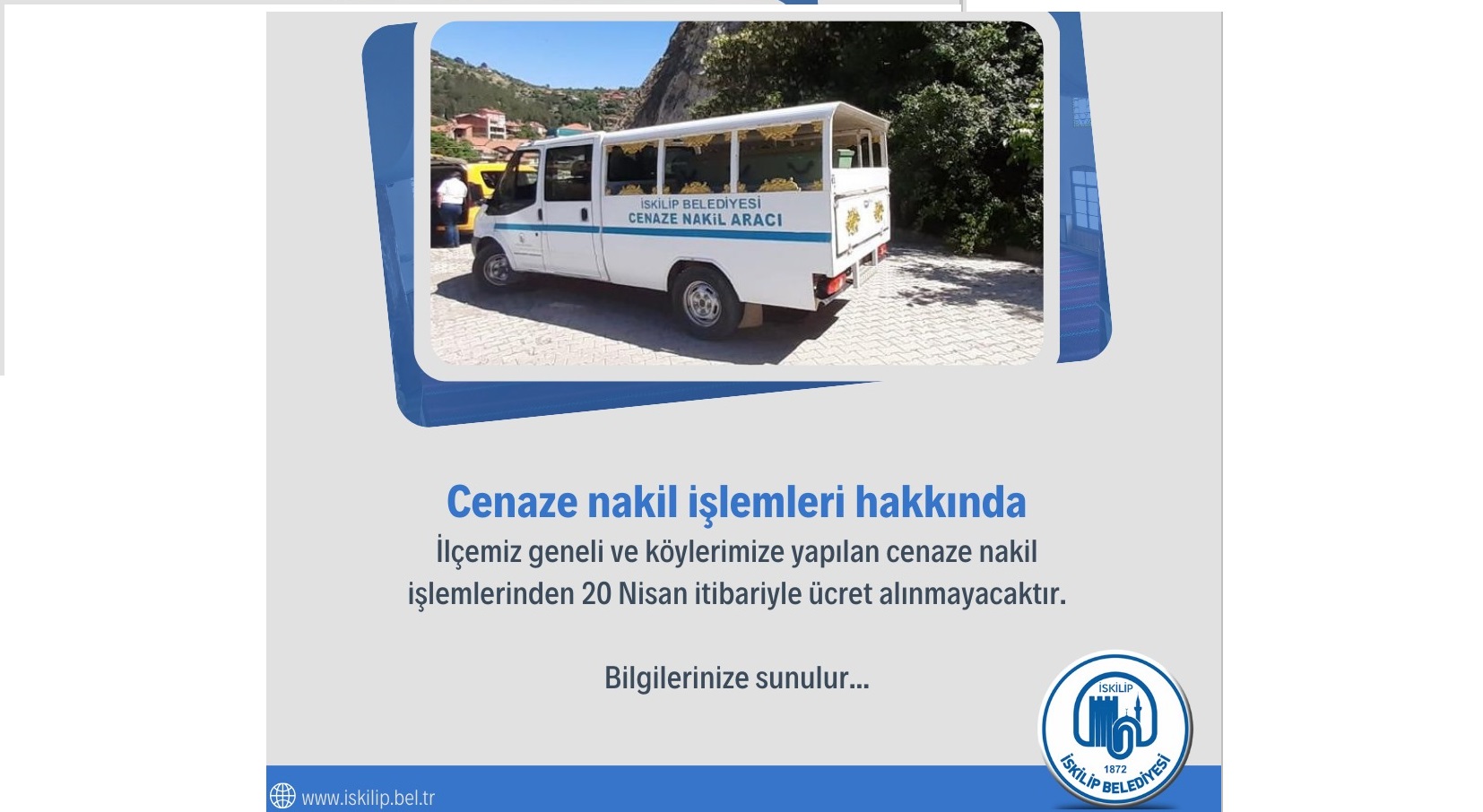 CENAZE NAKİL İŞLEMLERİNDEN ÜCRET ALINMAYACAK