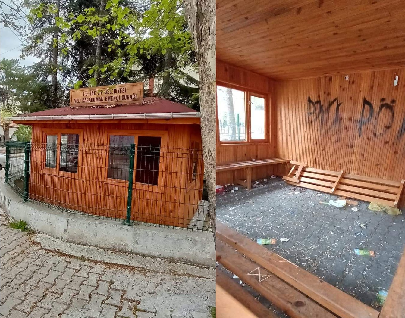 İŞÇİ DURAĞINI TAHRİP ETTİLER