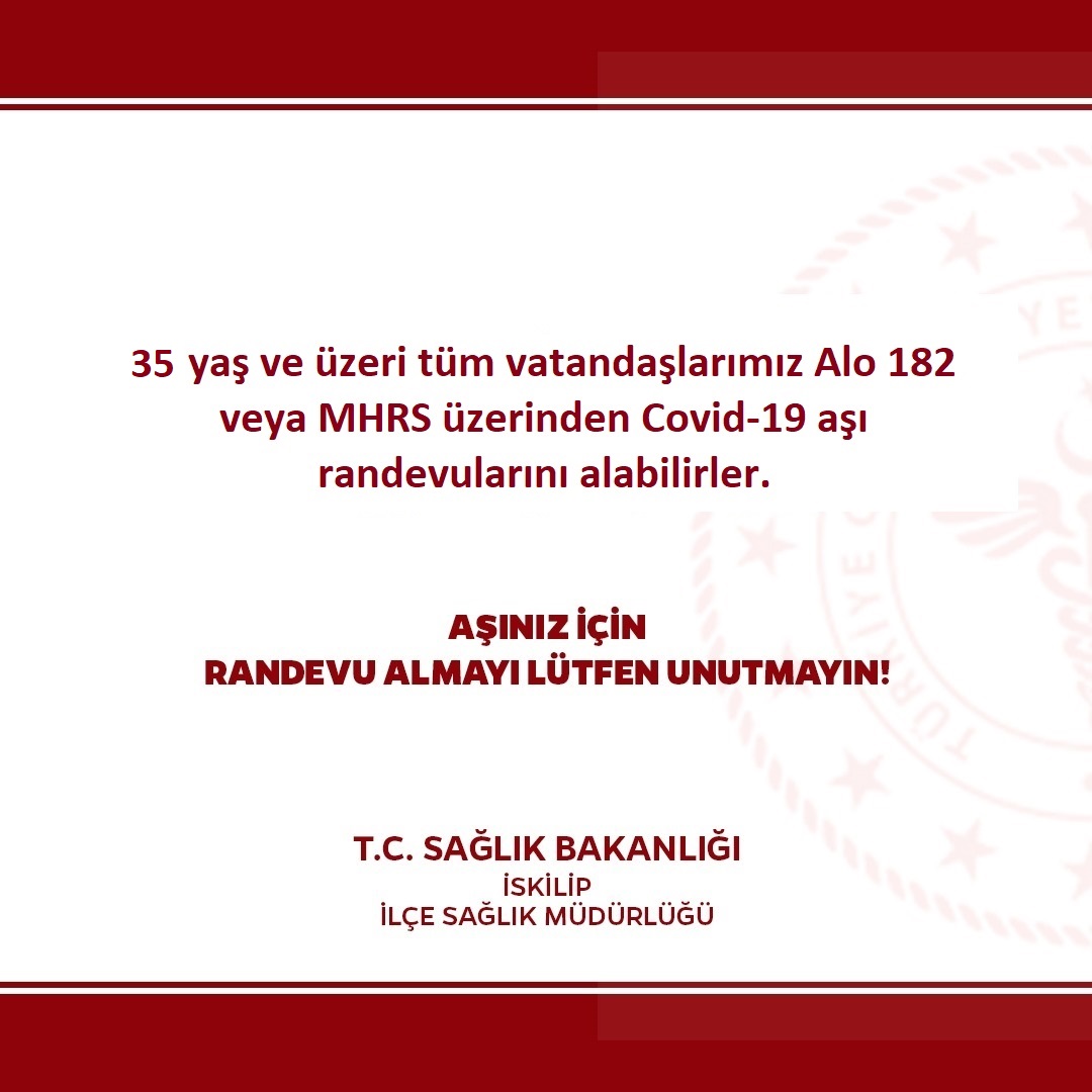35 YAŞ ÜSTÜ OLANLARIN AŞILANMASINA BAŞLANDI