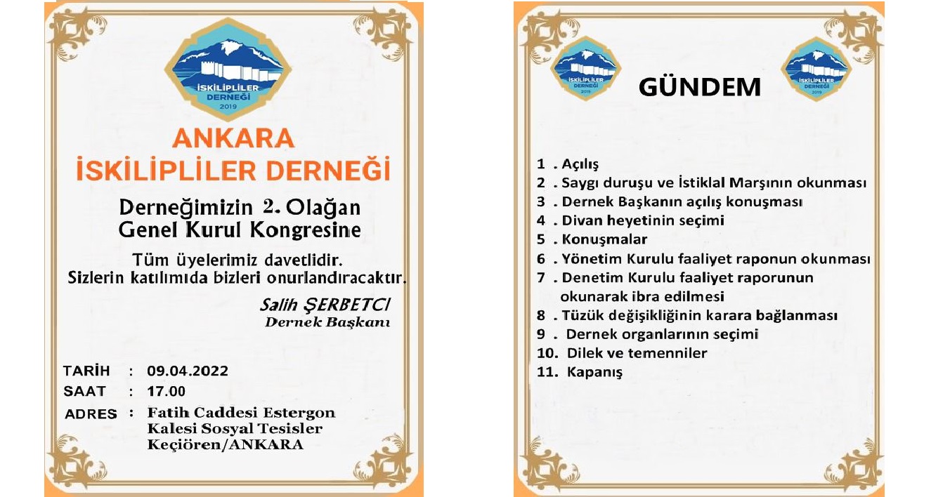 ANKARA İSKİLİPLER DERNEĞİ KONGREYE GİDİYOR