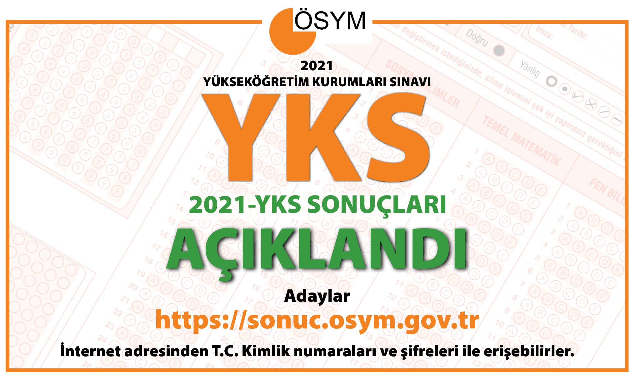 YKS SONUÇLARI AÇIKLANDI